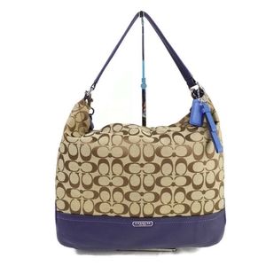 Coach F23279 Signature Park Khaki Indigo Hobo Shoulder Bag Convertible